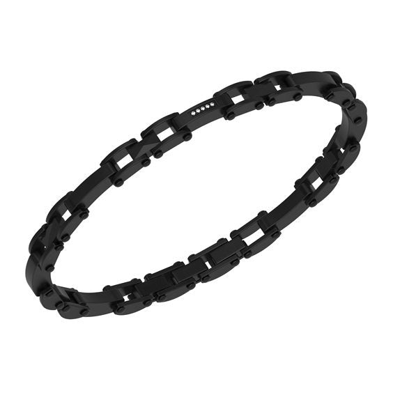 Bracciale in acciaio uomo con diamanti Bikkembergs PERB05BB