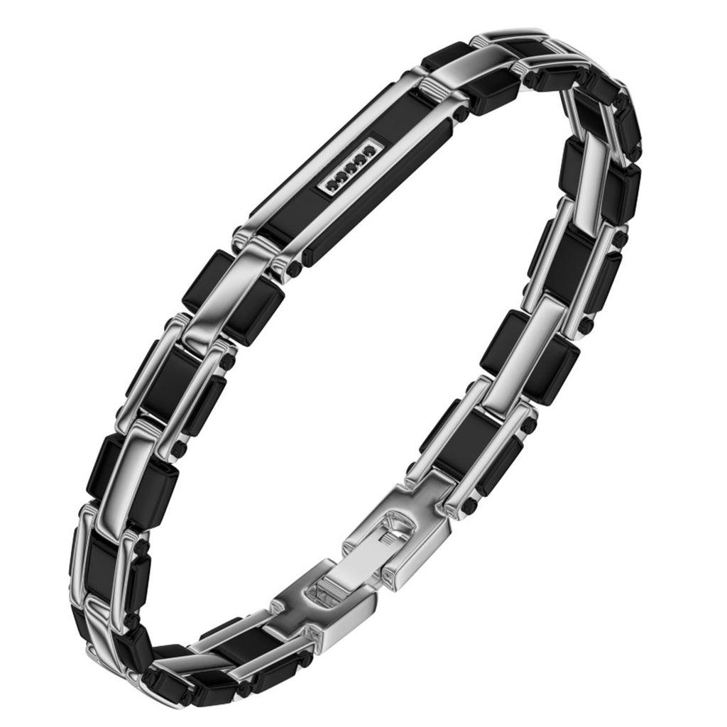 Bracciale in acciaio uomo con diamanti Bikkembergs PERB09BW