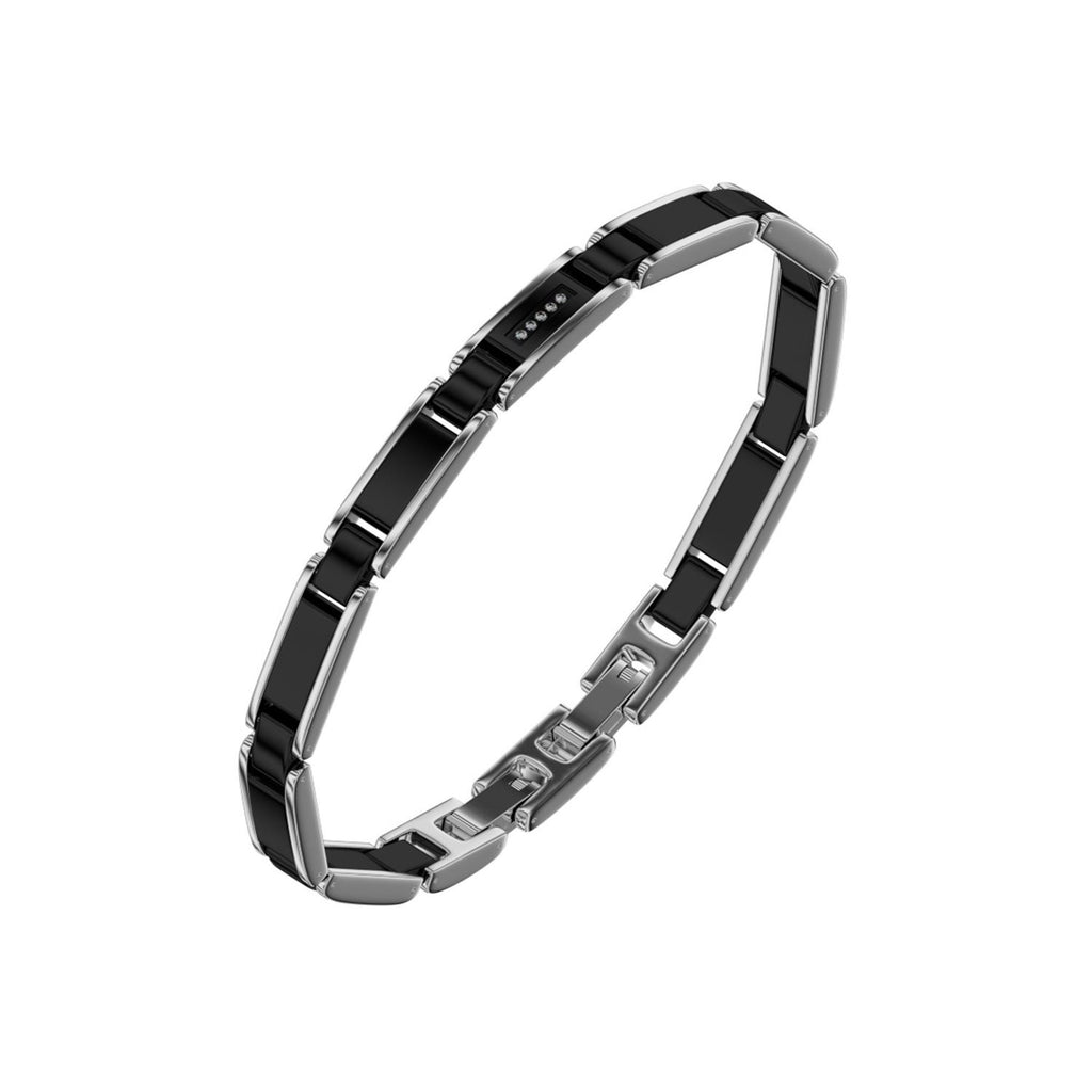 Herrenarmband aus Edelstahl mit Diamanten Bikkembergs PERB18BW