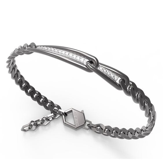 Bracciale in acciaio uomo con diamanti Bikkembergs PERB26WB