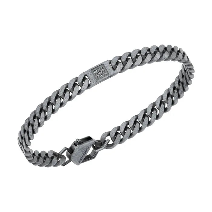 Bracciale in acciaio uomo con diamanti Bikkembergs SKIB18WV