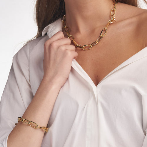 Bracciale in bronzo dorato catena forzatina Unoaerre donna 2022