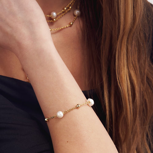 Bracciale in bronzo dorato e perle naturali Unoaerre donna 2064