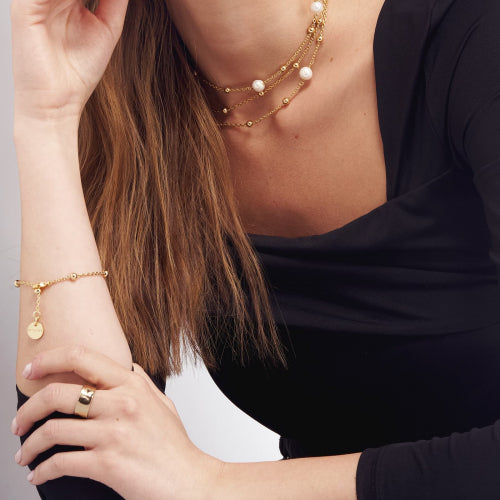 Bracciale in bronzo dorato e perle naturali Unoaerre donna 2064