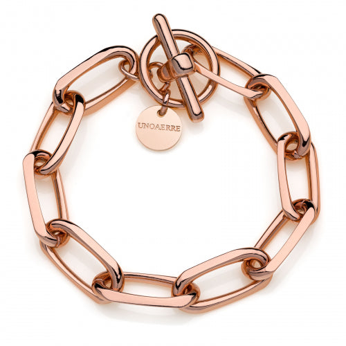 Bracciale in bronzo dorato rosa catena forzatina Unoaerre donna 2025