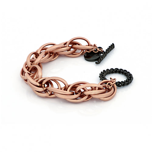 Bracciale in bronzo dorato rosa e nero Unoaerre donna 1747