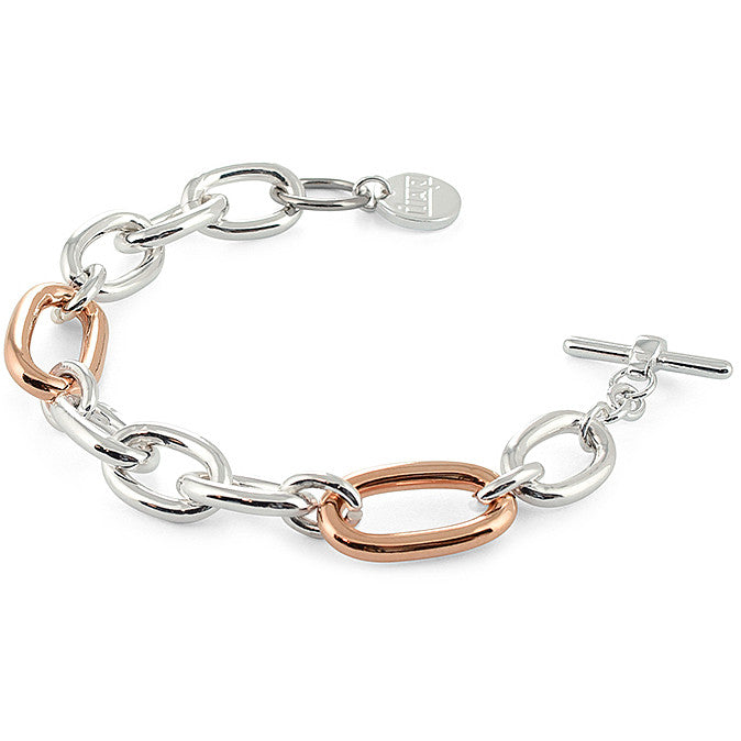 Bracciale in bronzo dorato rosa ed argentato Unoaerre donna 1667