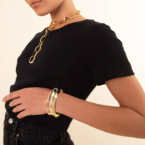 Bracciale in bronzo rigido a tubo triangolare Unoaerre donna argentato 2147