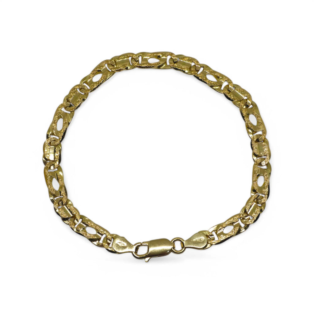 Bracciale in oro giallo 18 carati con maglia catena lavorata