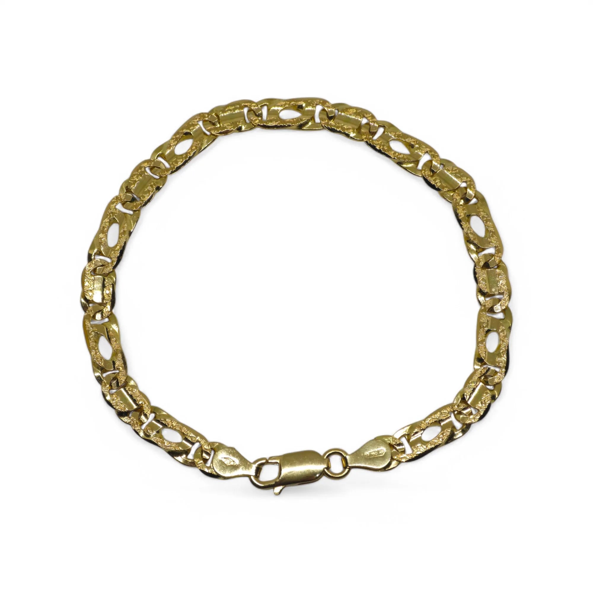 Bracciale in oro giallo 18 carati con maglia catena lavorata