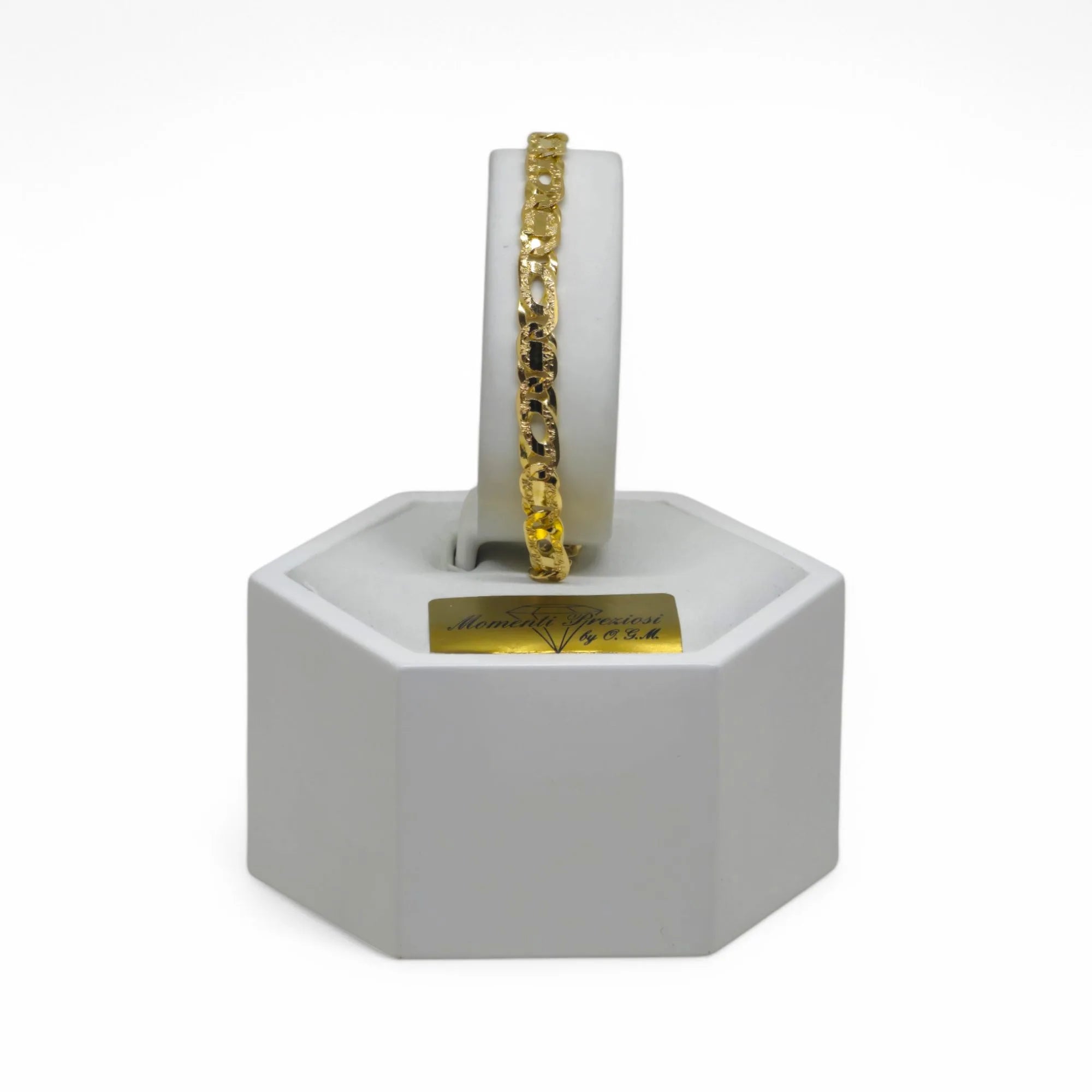 Bracciale in oro giallo 18 carati con maglia catena lavorata