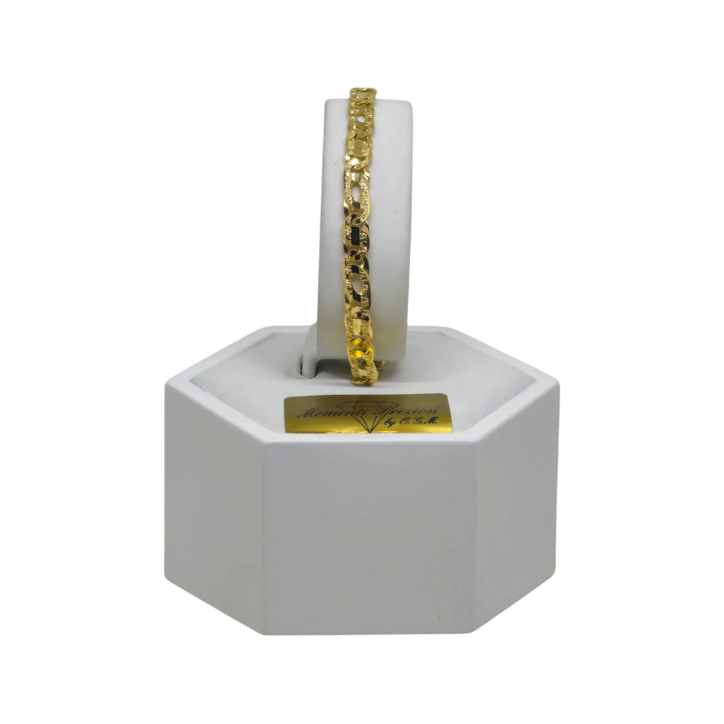 Bracciale in oro giallo 18 carati con maglia catena lavorata