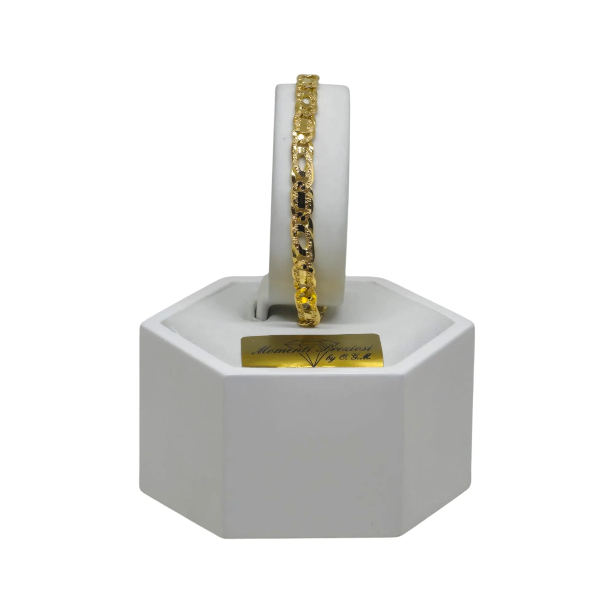 Bracciale in oro giallo 18 carati con maglia catena lavorata