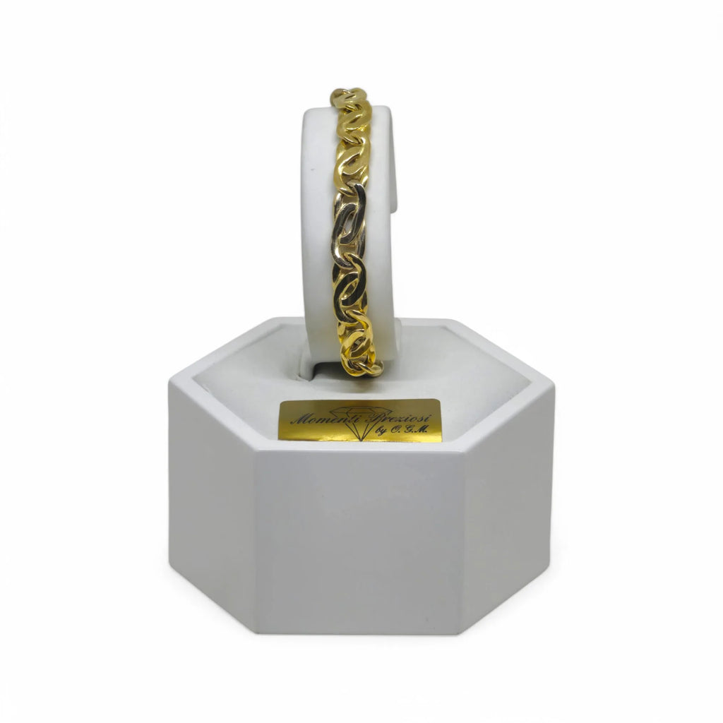 Bracciale in oro giallo 18 carati con maglia lavorata elegante