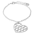 Bracciale in ottone rodiato con cuore e brillanti