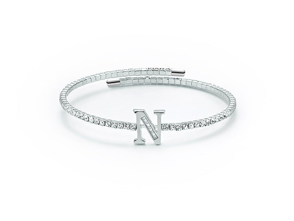 Kiara Damenarmband aus Messing mit Zirkonia Buchstabe N BR729B-N