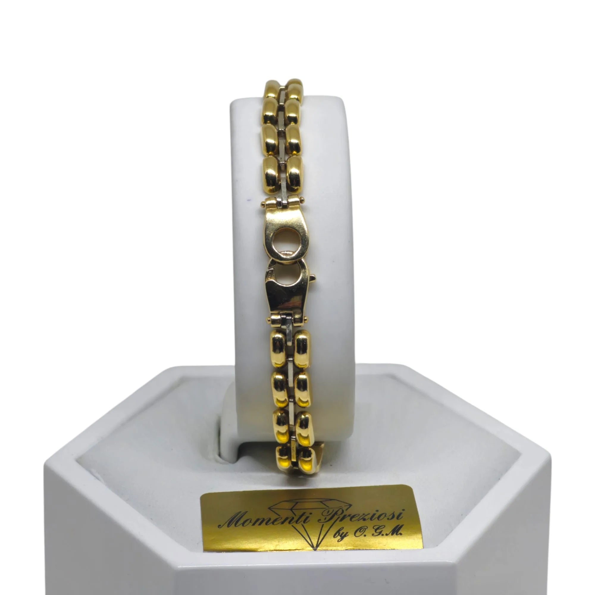 Bracciale maglia a catena pesante in oro giallo 18 carati
