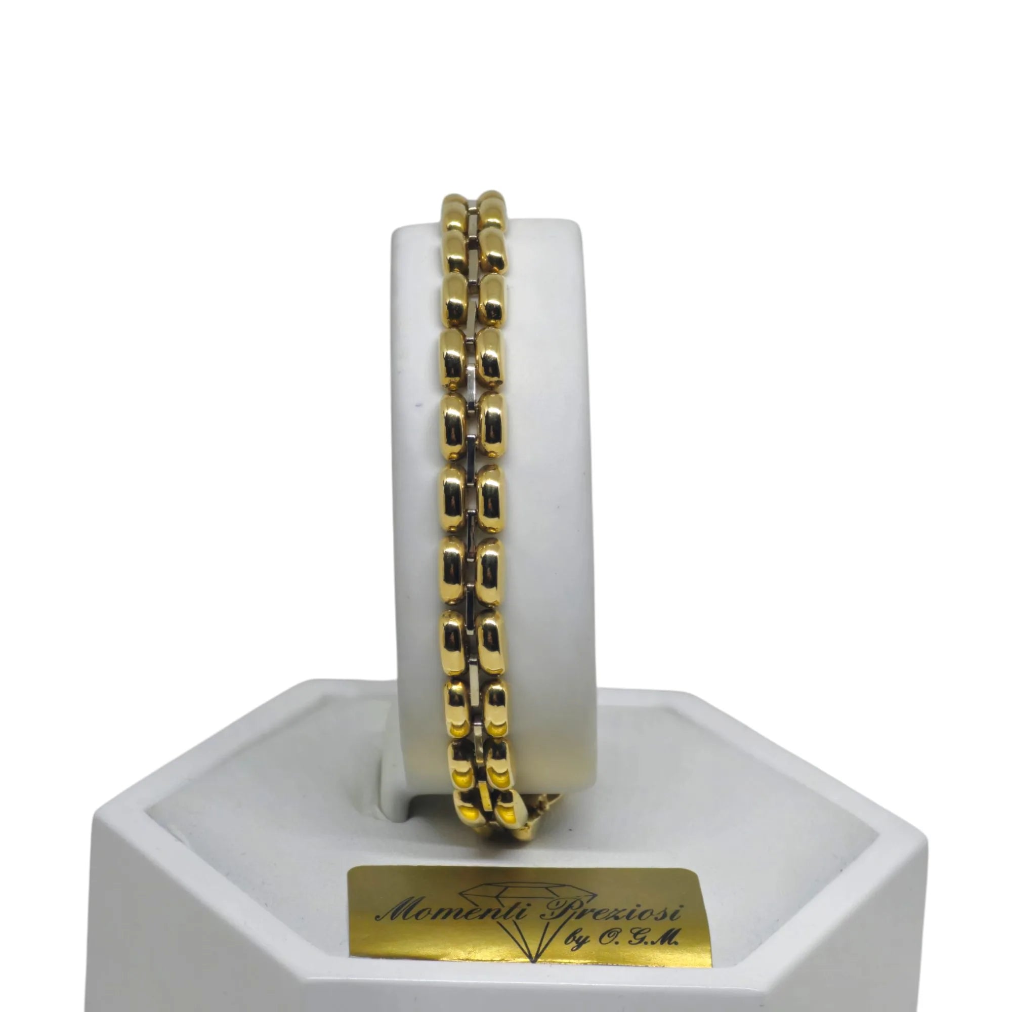 Bracciale maglia a catena pesante in oro giallo 18 carati