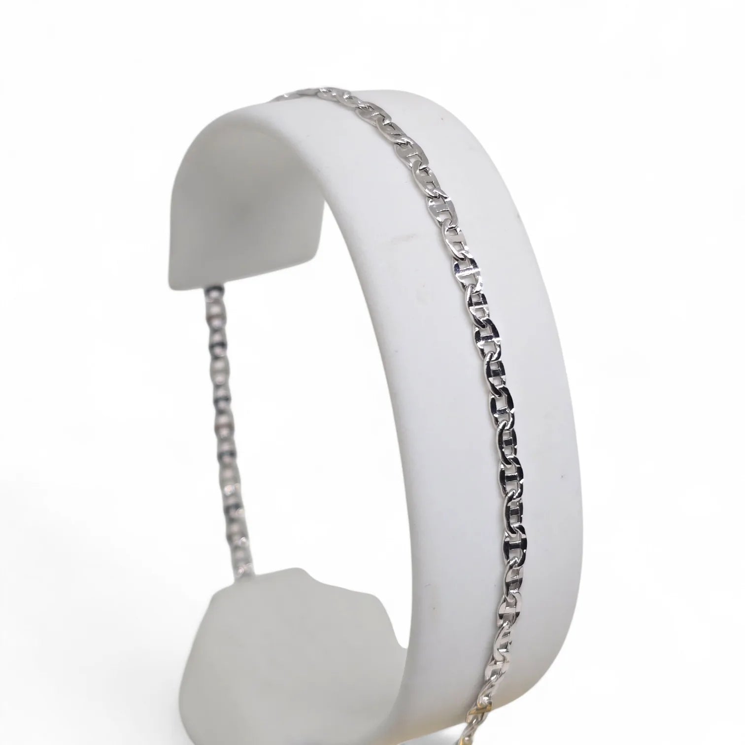 Bracciale micro in Oro 18kt Bianco con Maglia Piatta a catena