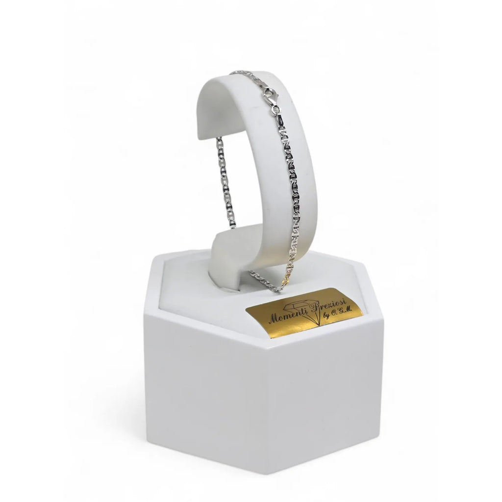Bracciale micro in Oro 18kt Bianco con Maglia Piatta a catena