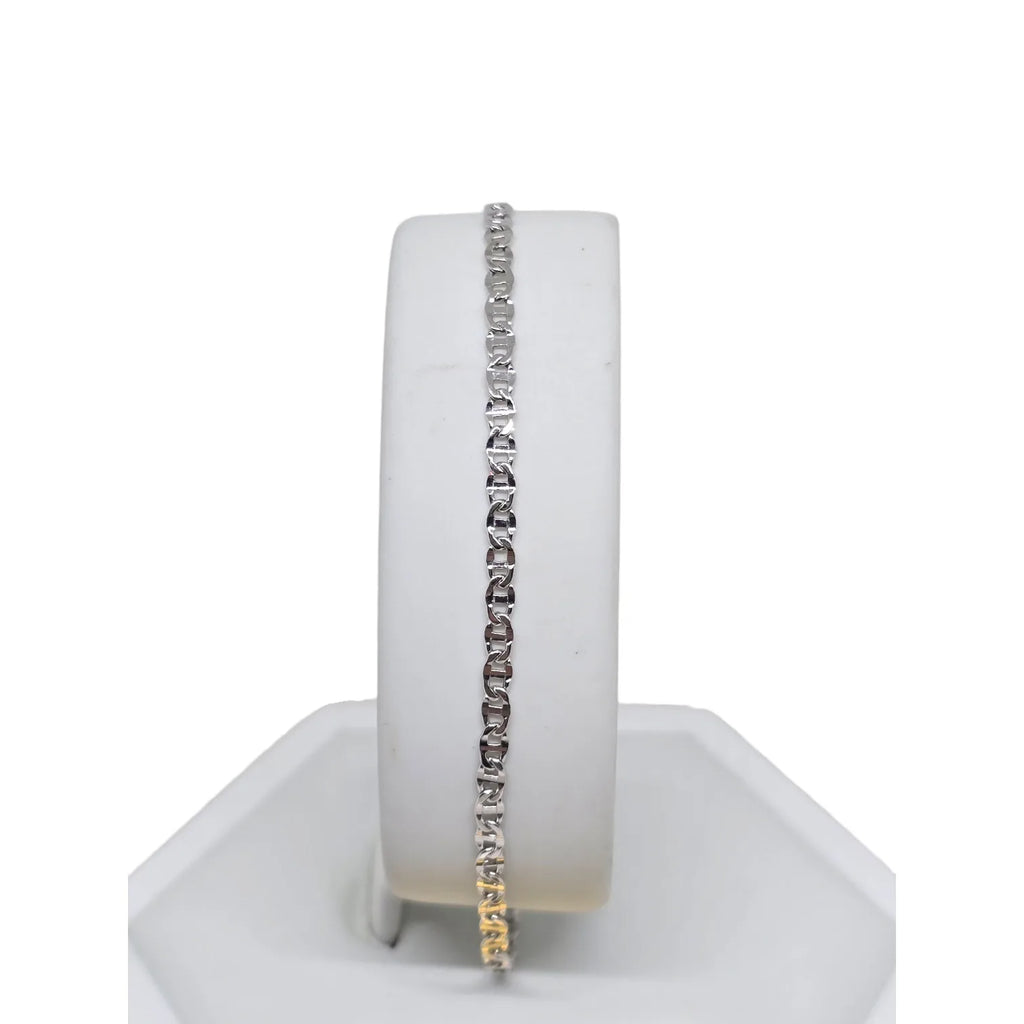 Bracciale micro in Oro 18kt Bianco con Maglia Piatta a catena