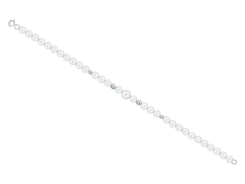 Bracciale perle Kioto in oro bianco e sfere diamantate Brpe9kt