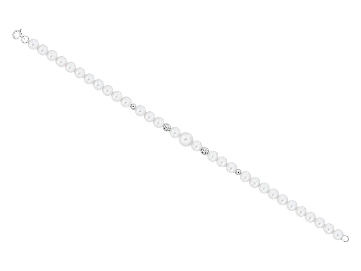 Bracciale perle Kioto in oro bianco e sfere diamantate Brpe9kt