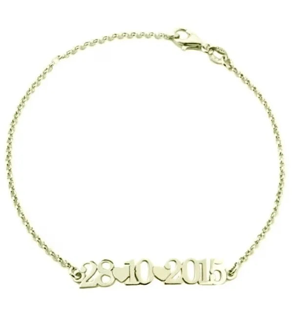 Bracciale personalizzabile unisex con data in argento 925