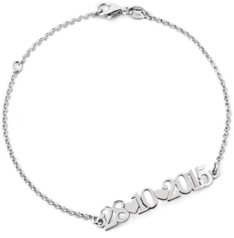 Bracciale personalizzabile unisex con data in argento 925