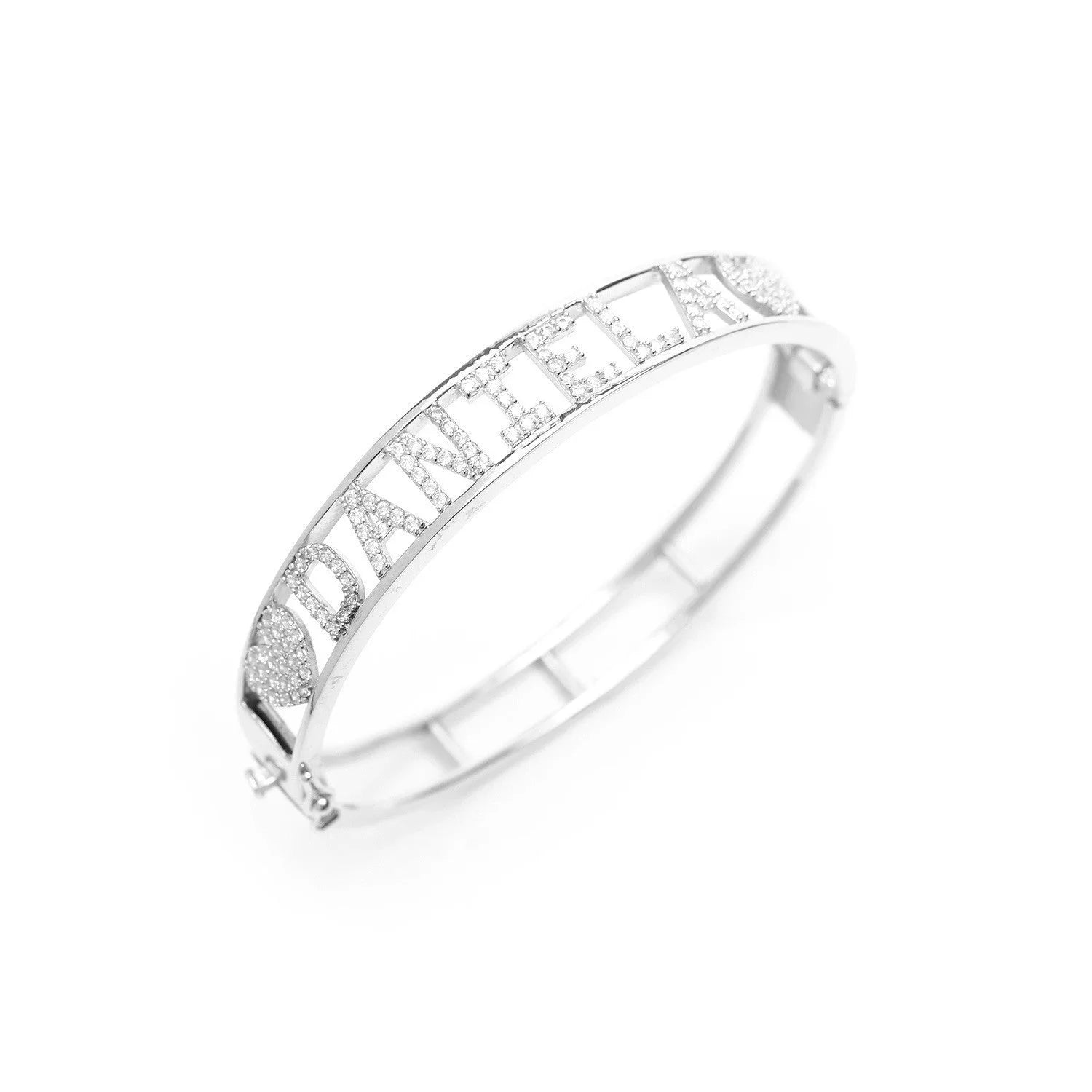 Bracciale rigido con nome personalizzato modello manetta in argento