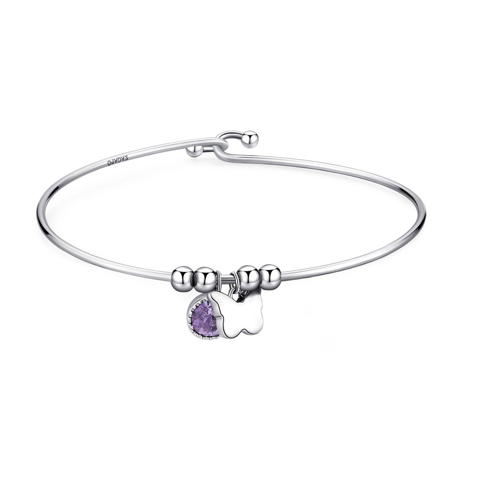 Damen-Armreif mit violettem Lichtpunkt und Schmetterling Sagapò skt33