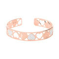 Bracciale rigido small in bronzo rosato con cuori bicolore