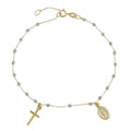 Bracciale rosario in oro 18kt catenina rolo' con grani lucidi