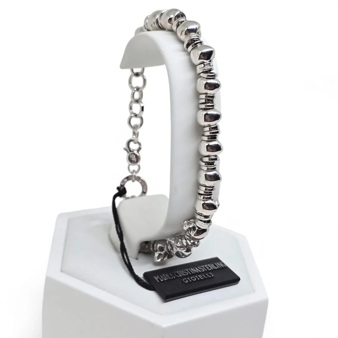 Bracciale snake da uomo con teschi in argento Maria Cristina Sterling B7042