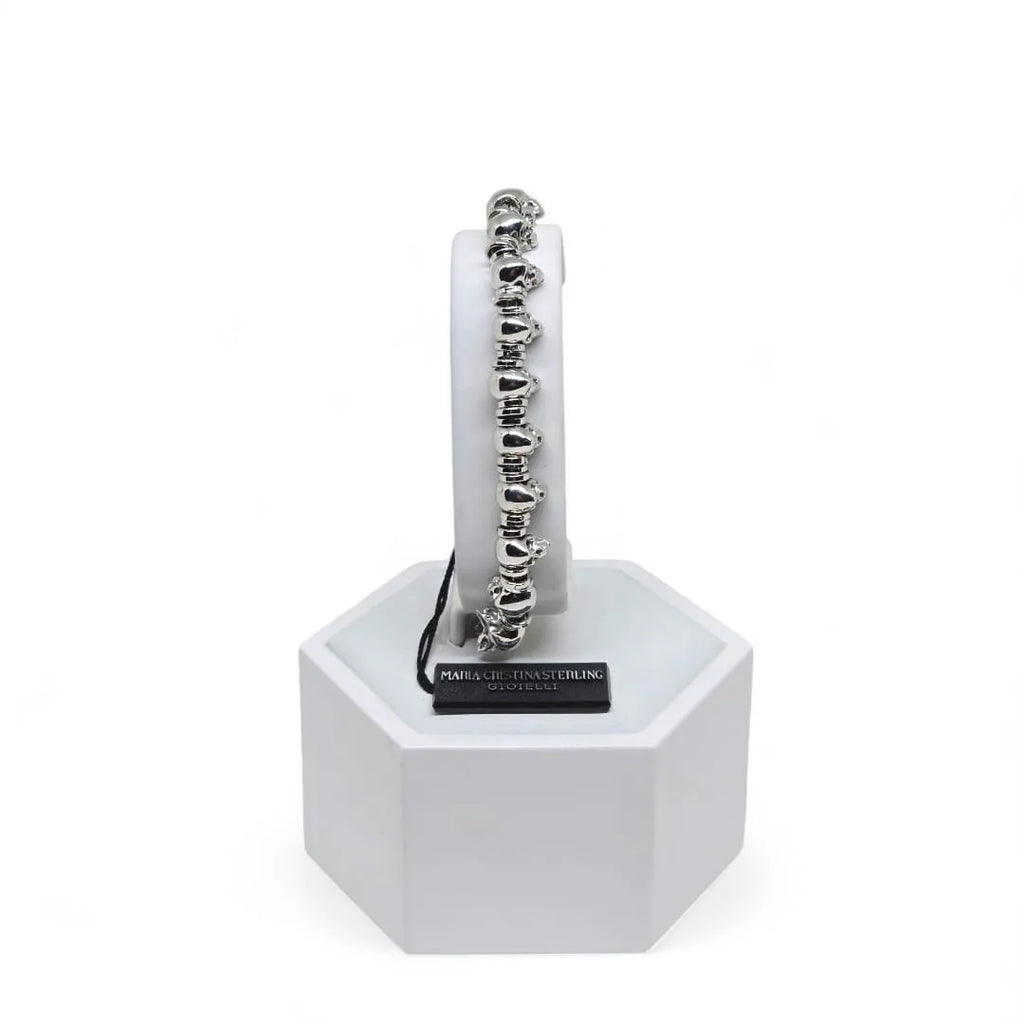 Bracciale snake da uomo con teschi in argento Maria Cristina Sterling B7042