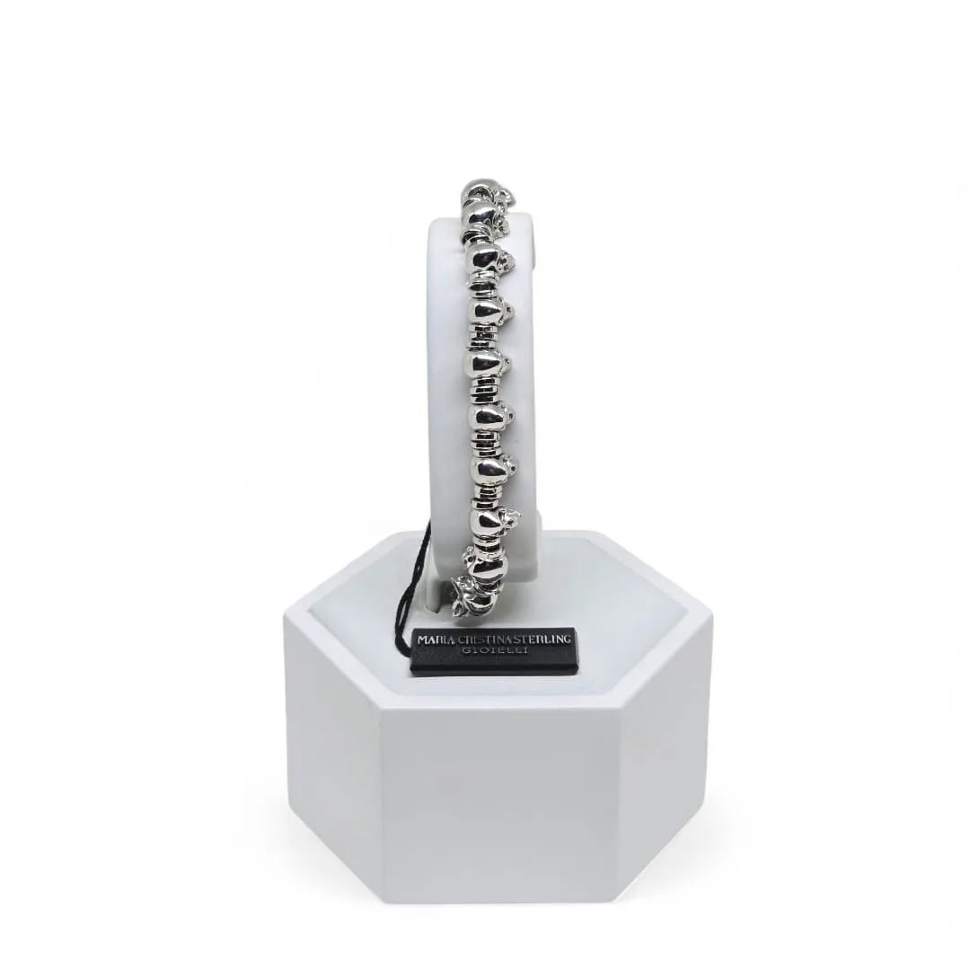 Bracciale snake da uomo con teschi in argento Maria Cristina Sterling B7042