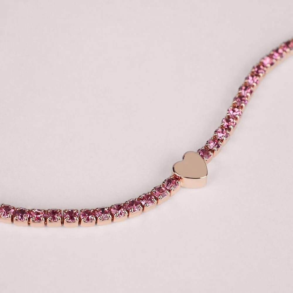 Bracciale tennis Stroili donna con zirconi rosa e cuore