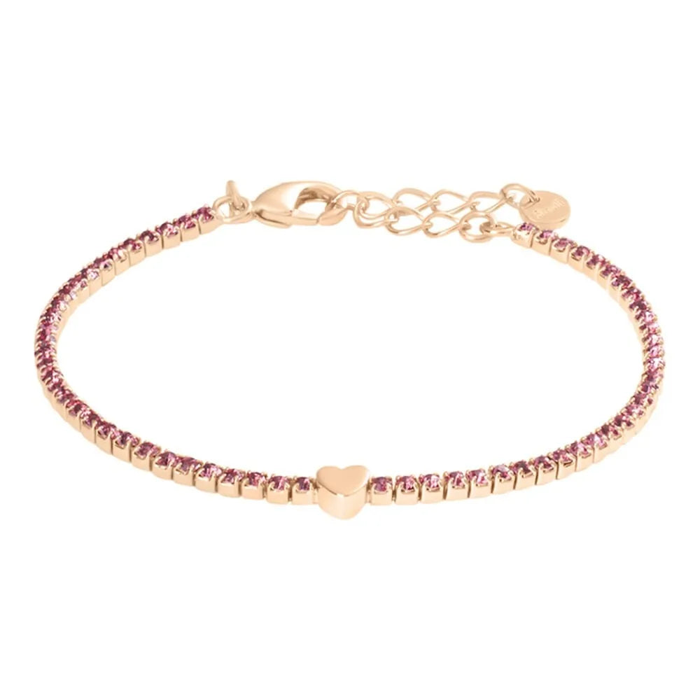 Bracciale tennis Stroili donna con zirconi rosa e cuore