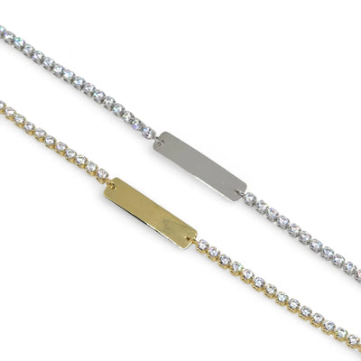 Bracciale tennis bambino in oro 9 kt con targhetta Igold