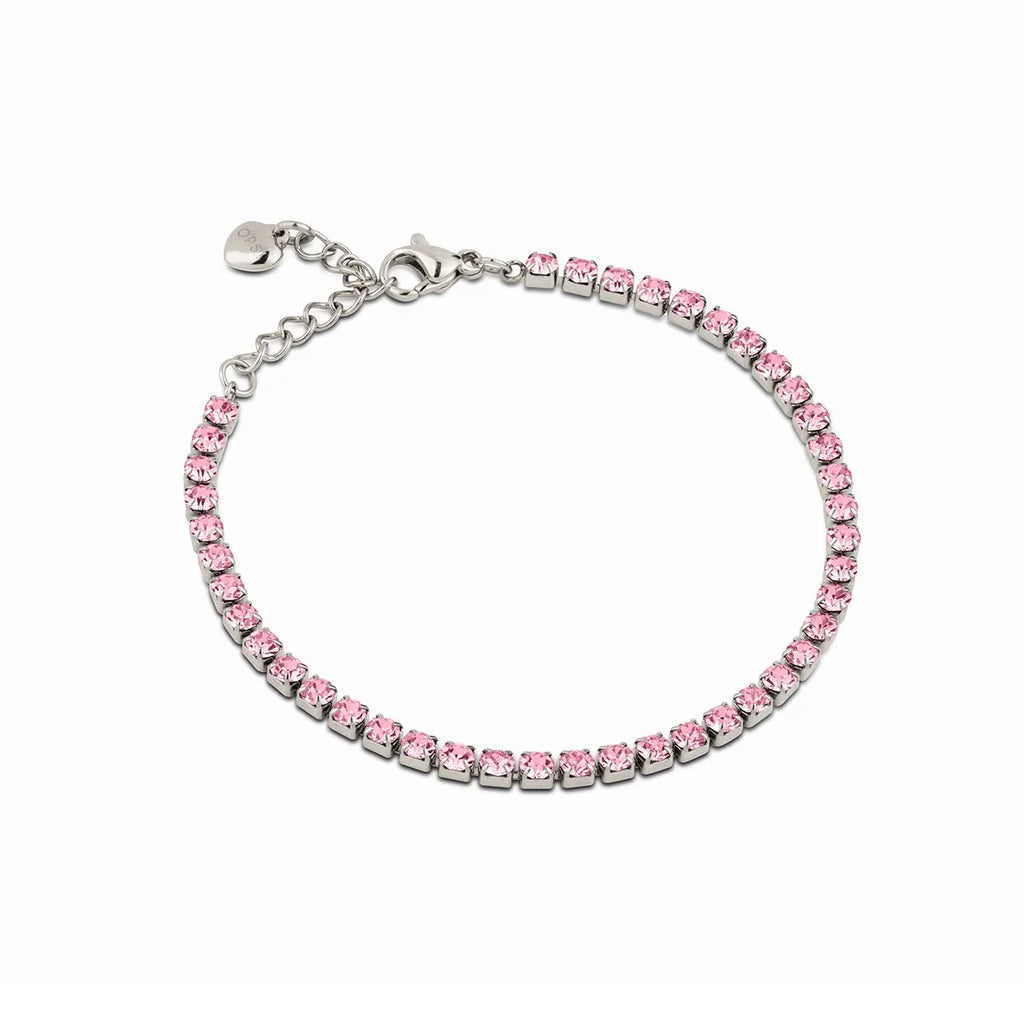 Ops Damen Tennisarmband aus Stahl mit rosa Zirkonen opsbr-898
