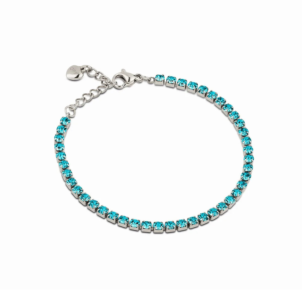 Damen-Tennisarmband von Ops aus Stahl mit türkisfarbenen Zirkonia