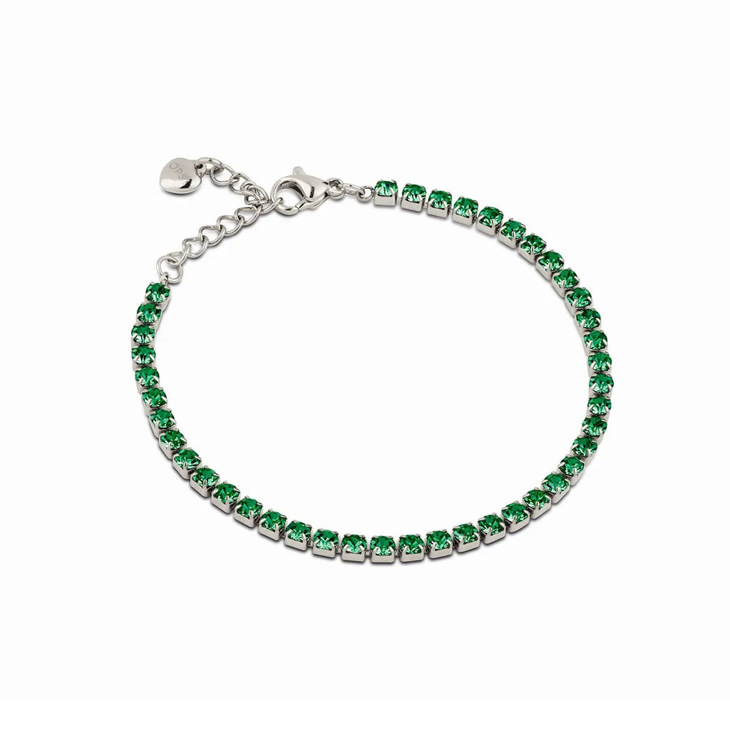 Bracciale tennis donna Ops in acciaio con zirconi verde opsbr-904