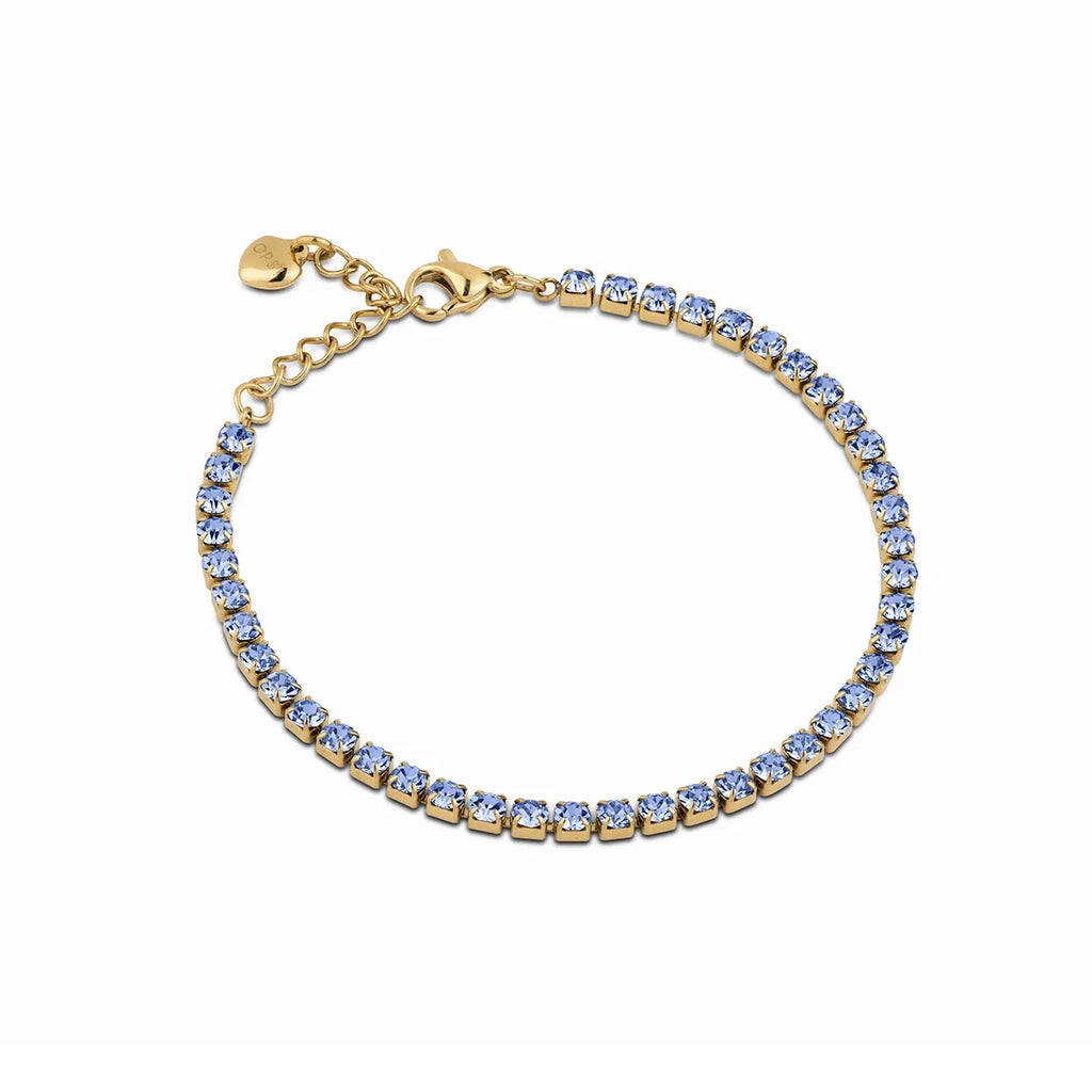 Bracciale tennis donna Ops in acciaio dorato con zirconi blu OPSBR-907
