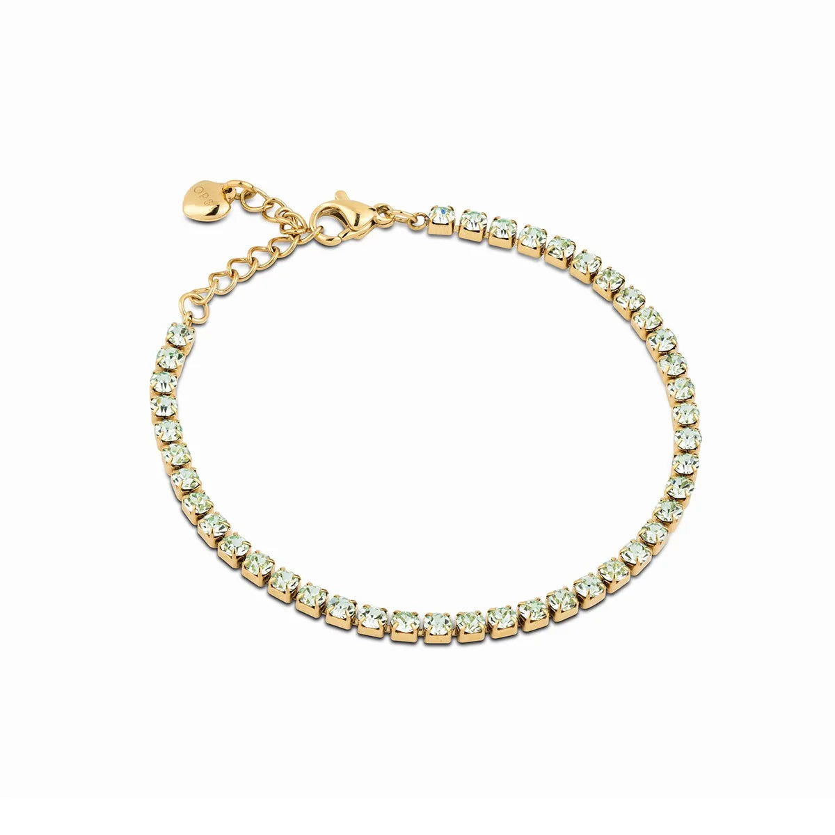 Bracciale tennis donna Ops in acciaio dorato con zirconi verde