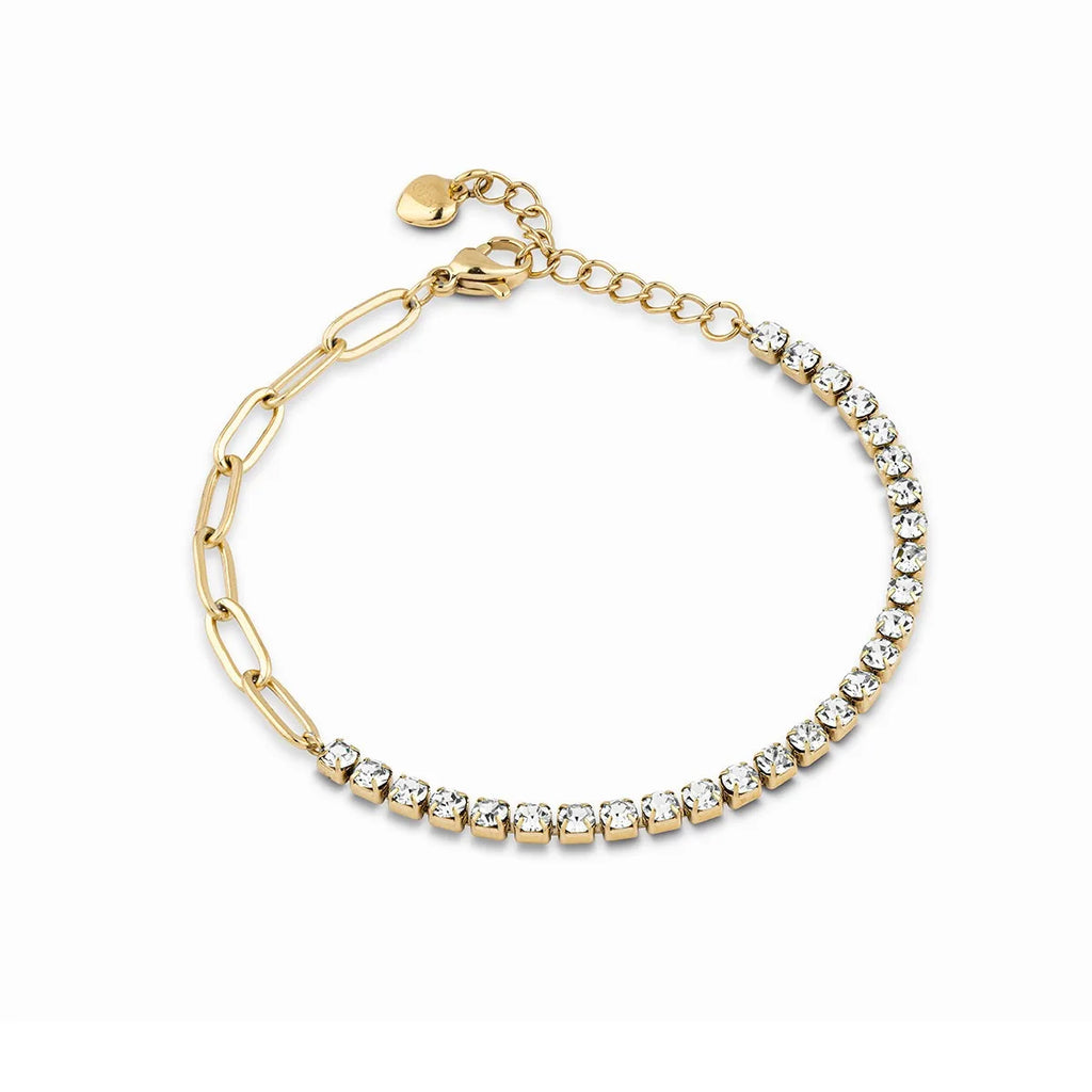 Bracciale tennis donna Ops in acciaio dorato e zirconi opsbr-892