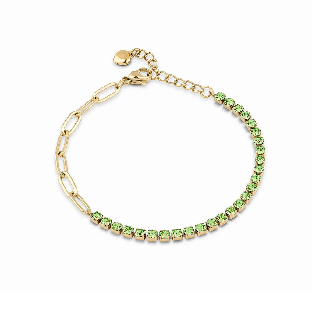 Bracciale tennis donna Ops in acciaio dorato e zirconi verdi opsbr-896