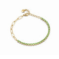 Bracciale tennis donna Ops in acciaio dorato e zirconi verdi opsbr-896