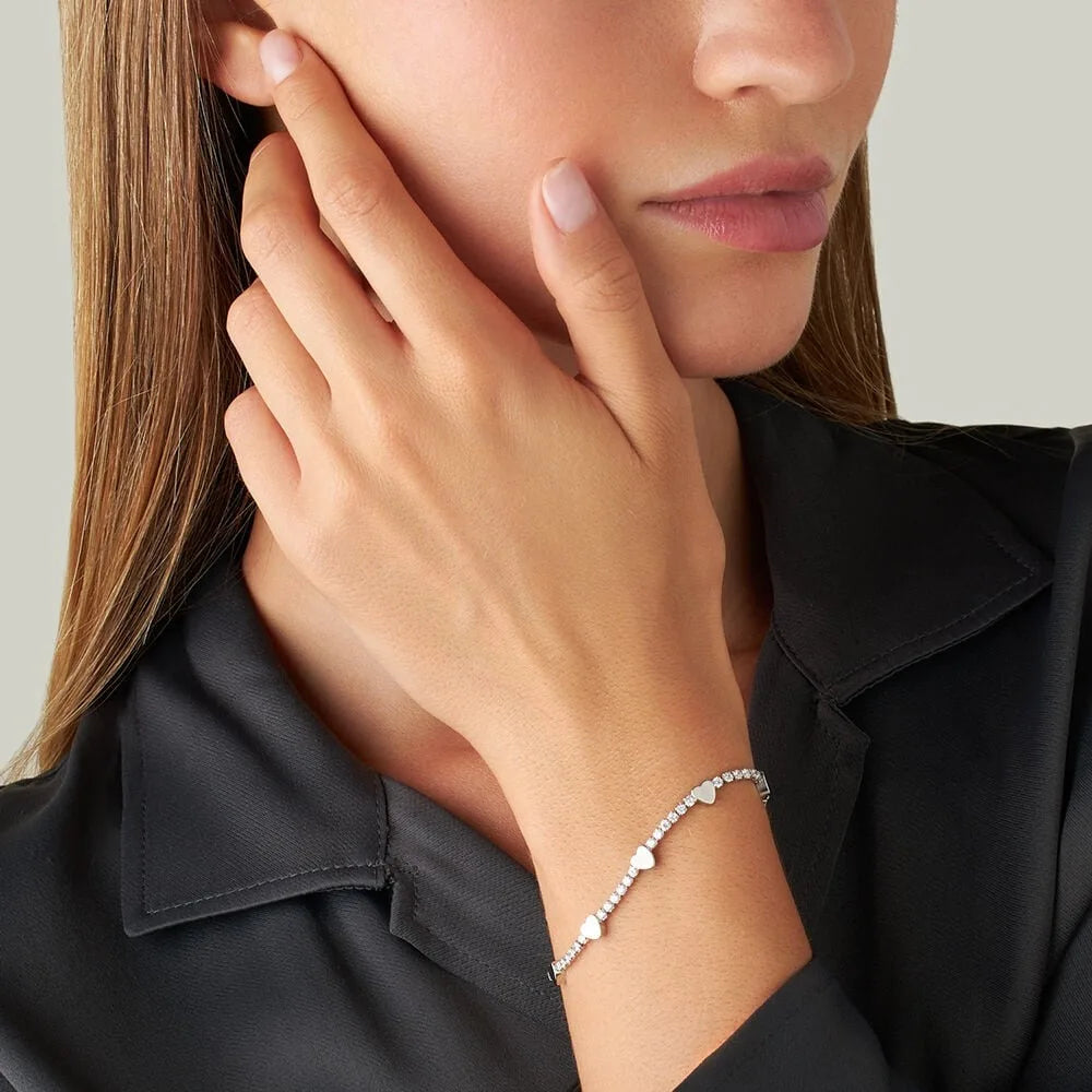Stroili Damen-Tennisarmband aus Stahl mit Herzen