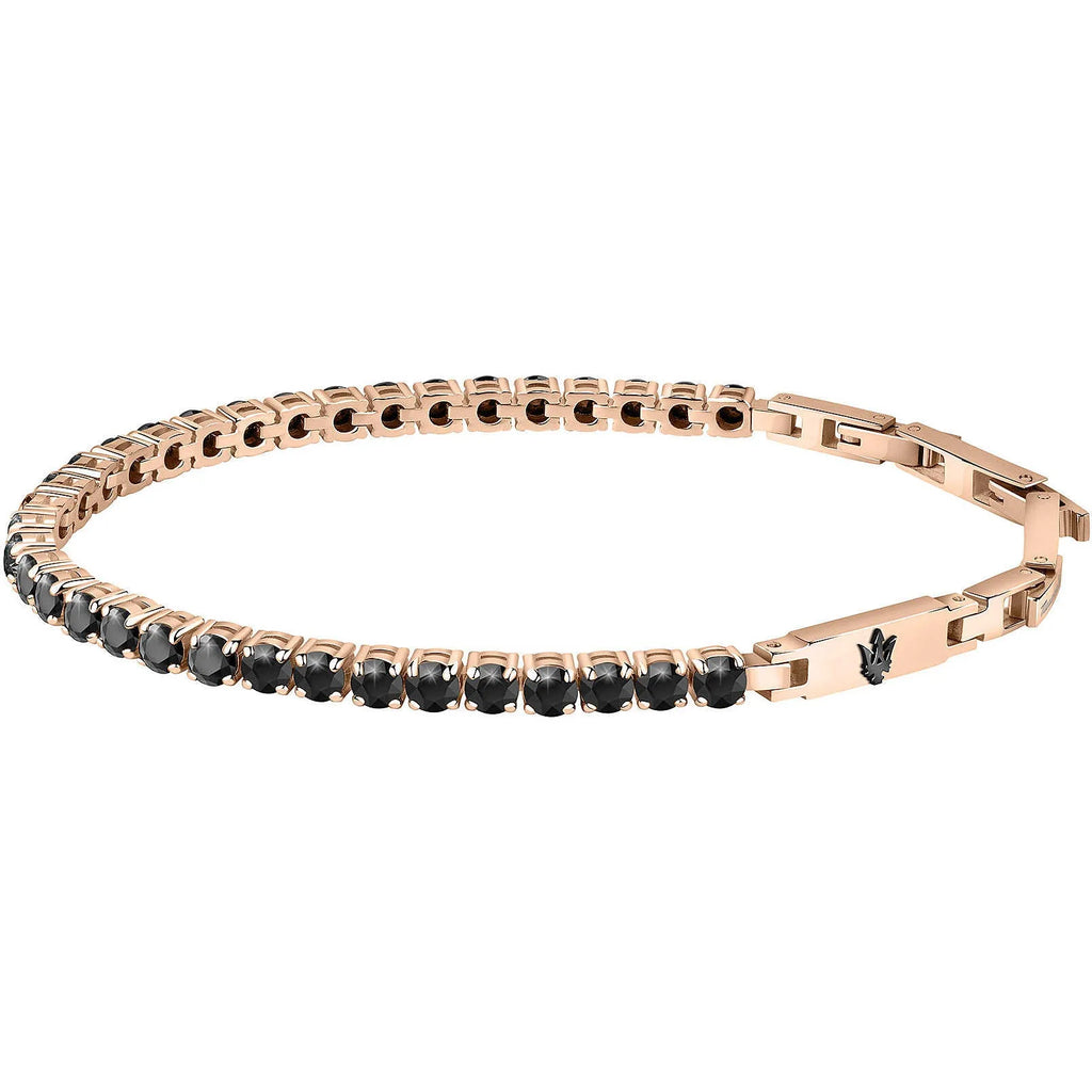 Bracciale tennis uomo gioielli Maserati con pietre nere jm222avc03