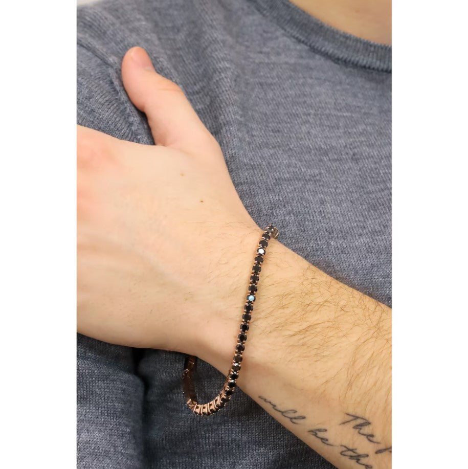 Bracciale tennis uomo gioielli Maserati con pietre nere jm222avc03